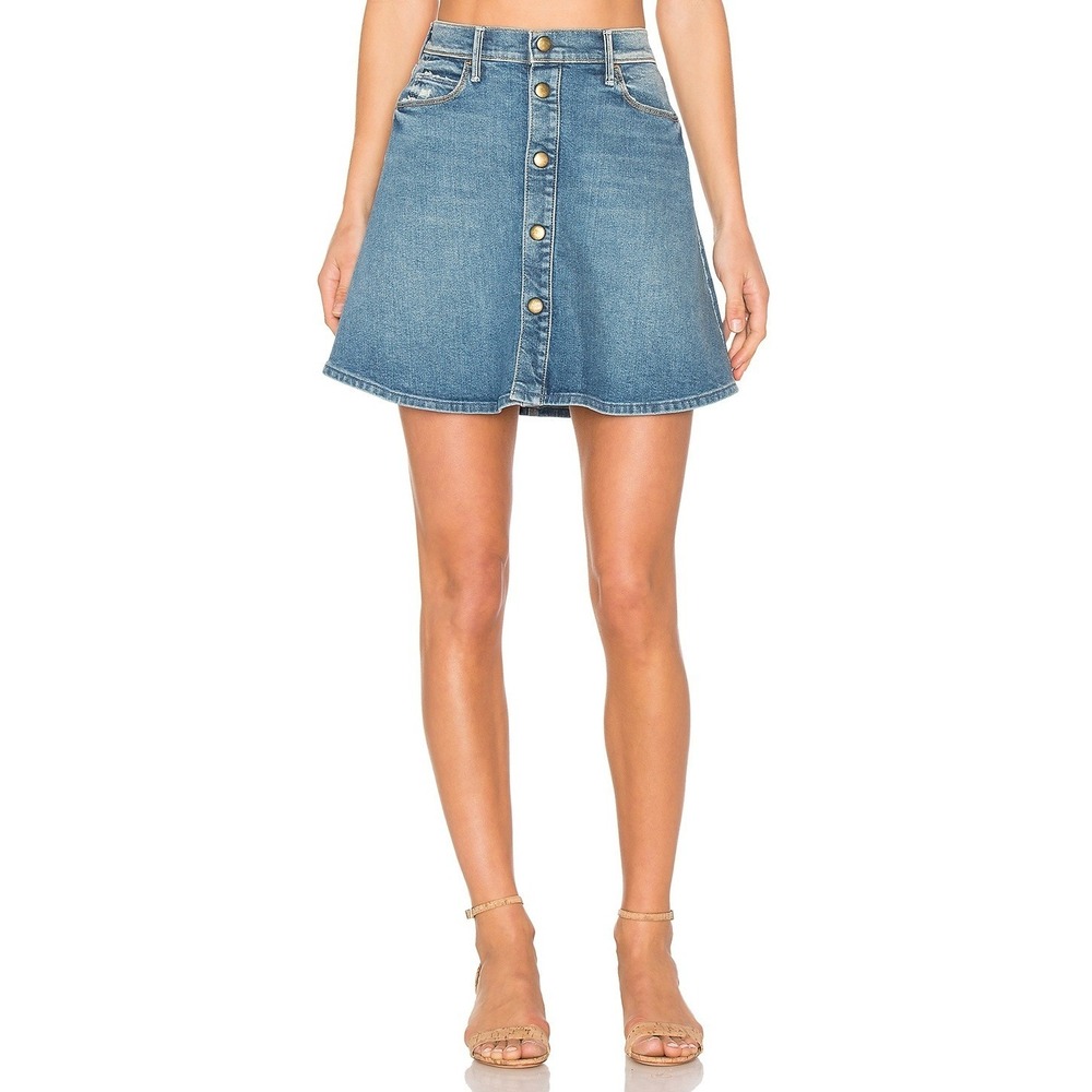 🆕 MOTHER x Miranda Kerr The Snap Down Mini Flare Skirt High Spirits 27 $198 - Picture 3 of 16